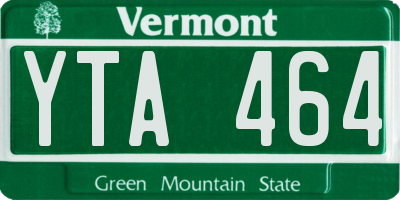 VT license plate YTA464