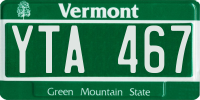 VT license plate YTA467