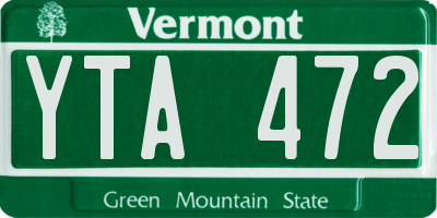 VT license plate YTA472