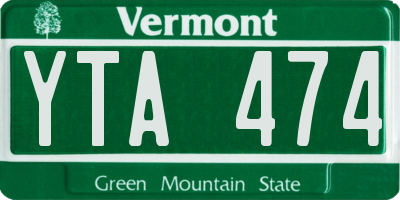VT license plate YTA474