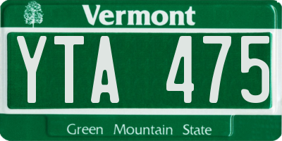 VT license plate YTA475