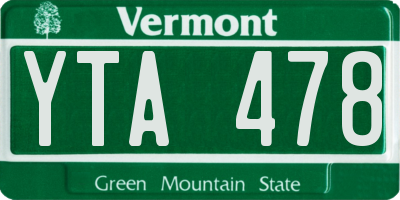 VT license plate YTA478