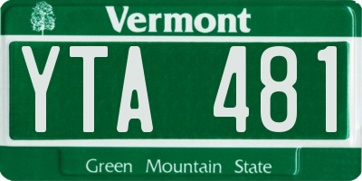 VT license plate YTA481