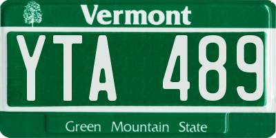 VT license plate YTA489