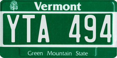 VT license plate YTA494