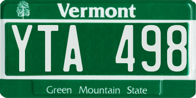 VT license plate YTA498