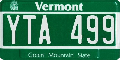 VT license plate YTA499