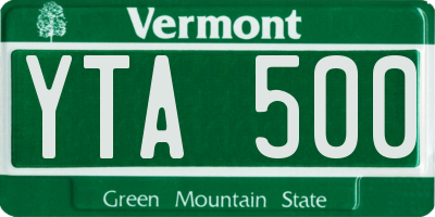VT license plate YTA500