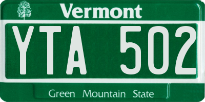VT license plate YTA502
