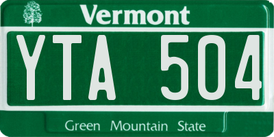 VT license plate YTA504