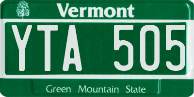 VT license plate YTA505