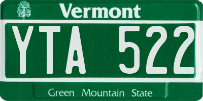 VT license plate YTA522