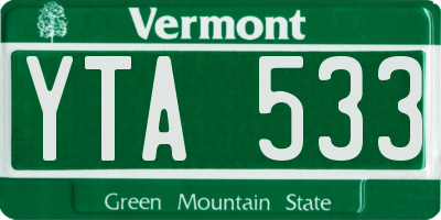 VT license plate YTA533