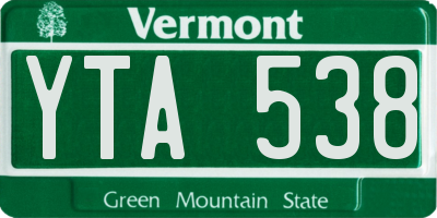 VT license plate YTA538