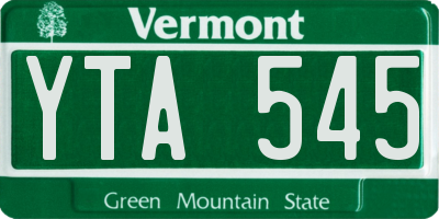 VT license plate YTA545