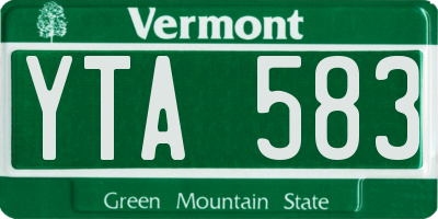 VT license plate YTA583