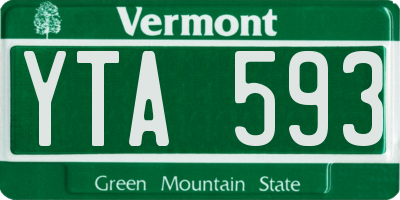VT license plate YTA593