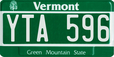 VT license plate YTA596