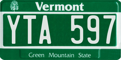 VT license plate YTA597