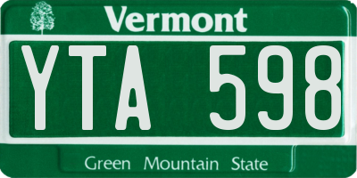 VT license plate YTA598