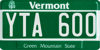 VT license plate YTA600