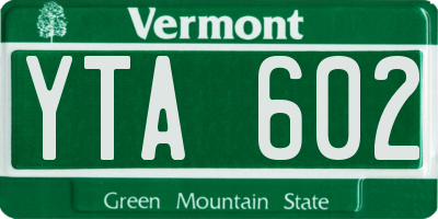 VT license plate YTA602