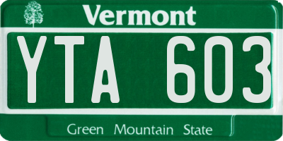 VT license plate YTA603
