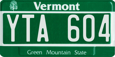 VT license plate YTA604