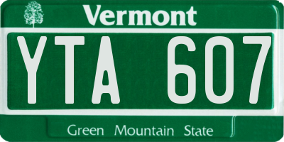 VT license plate YTA607