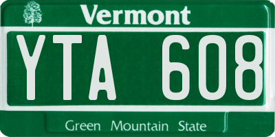 VT license plate YTA608