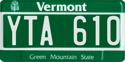 VT license plate YTA610