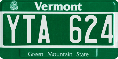 VT license plate YTA624