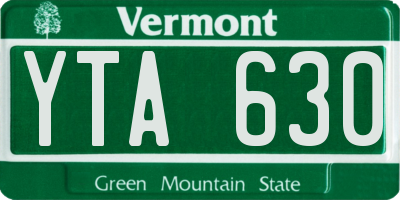 VT license plate YTA630