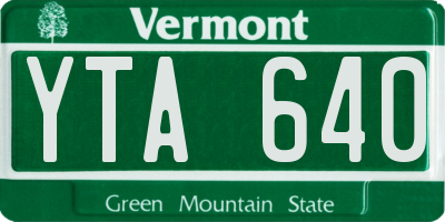 VT license plate YTA640