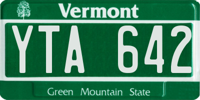 VT license plate YTA642