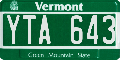 VT license plate YTA643