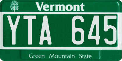 VT license plate YTA645