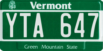 VT license plate YTA647