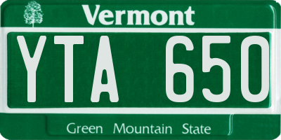 VT license plate YTA650