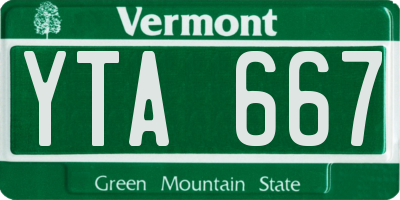 VT license plate YTA667