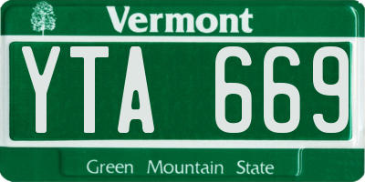 VT license plate YTA669