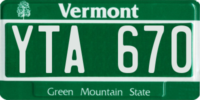 VT license plate YTA670