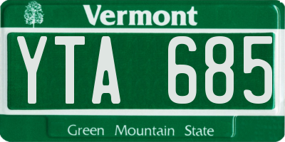 VT license plate YTA685