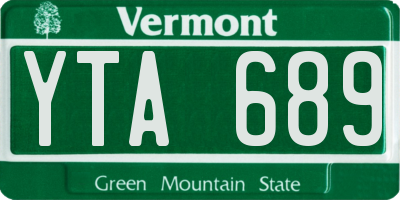 VT license plate YTA689