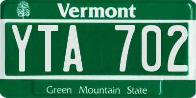 VT license plate YTA702