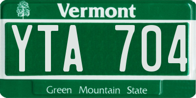 VT license plate YTA704