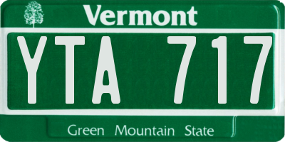 VT license plate YTA717