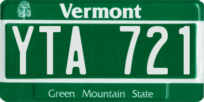 VT license plate YTA721