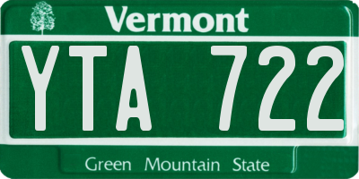 VT license plate YTA722