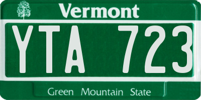 VT license plate YTA723